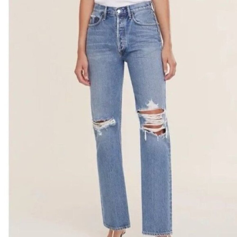 Agolde Lana Mid-Rise Vintage Straight Jeans Blue 25 NWT